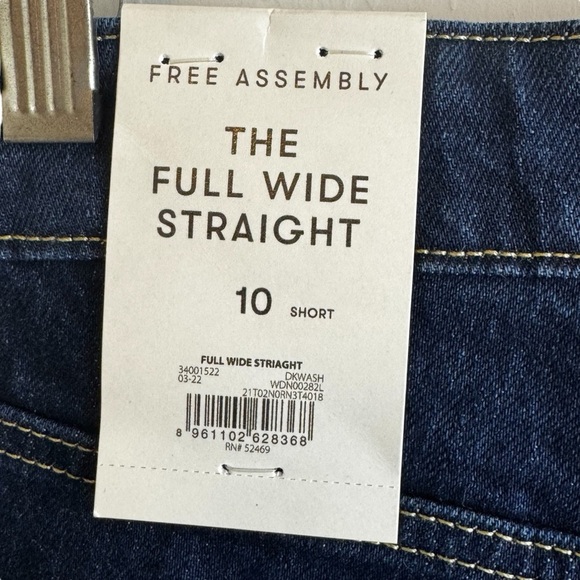 NWT Free Assembly Denim jeans the full wide straight size 10 short - Picture 7 of 8